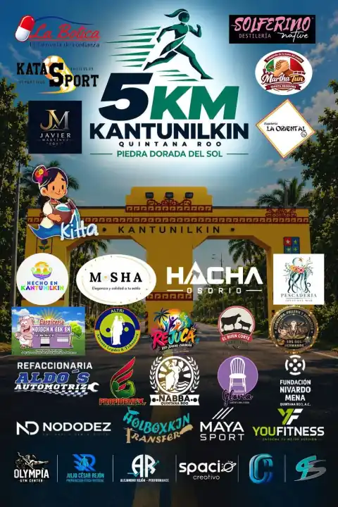 Cartel oficial 5 KM Kantunilkín — Piedra dorada del sol